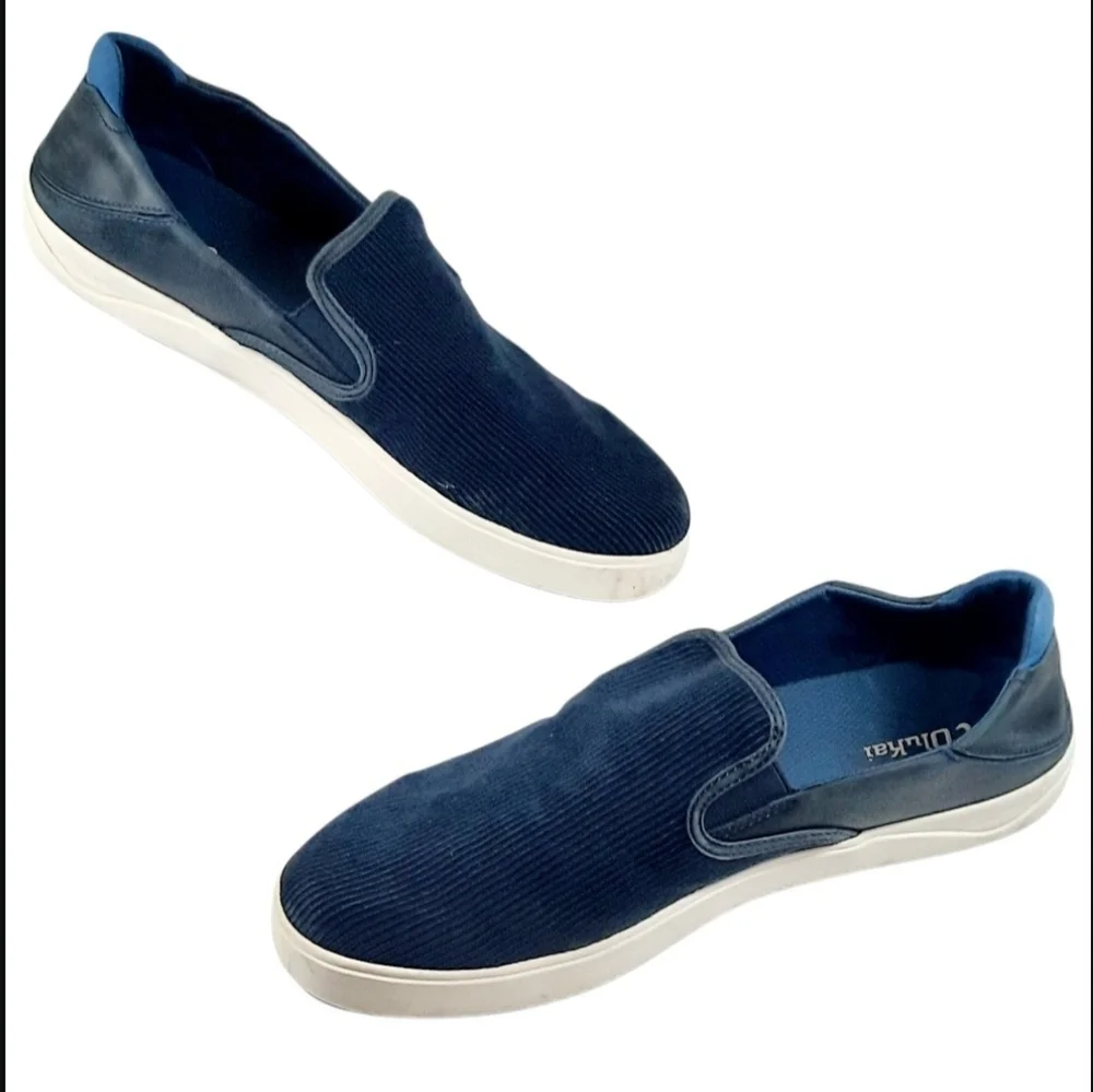 Olukai Men’s LAE’AHI KAPA Corduroy Slip On Shoes Blue Suede US 14